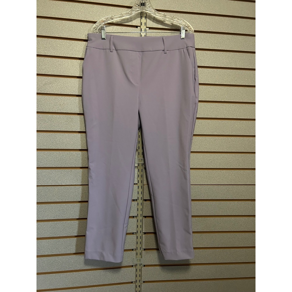 J&L Atelier Womens Lavender Purple High Rise Ankle Trousers XL Slim Stretch‎